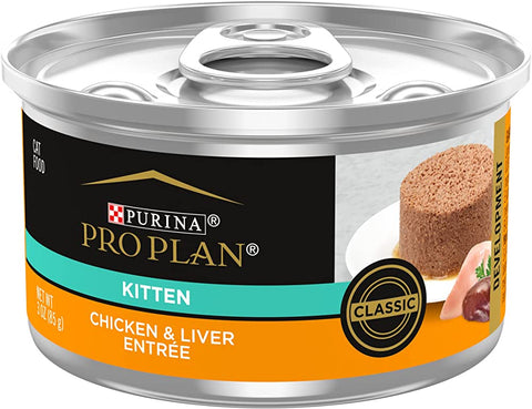Purina Pro Plan Natural Chicken & Liver Grain-Free Kitten Formula Canned Cat Food, 3-oz, case of 24